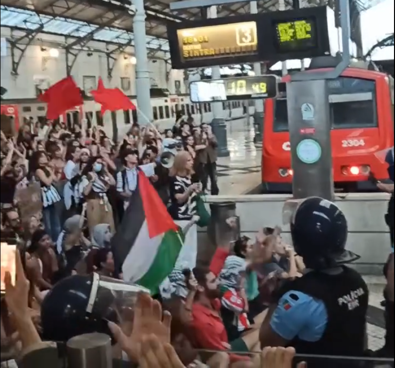 Estação do Rossio em Lisboa ocupada em Protesto pela Palestina