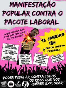 Convocatória manifestação contra o pacote laboral Porto